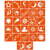 Набір трафаретів для біо-тату "H - зірки, космос" h_simple_5x5_27_1 (h_simple_5x5_27_1)