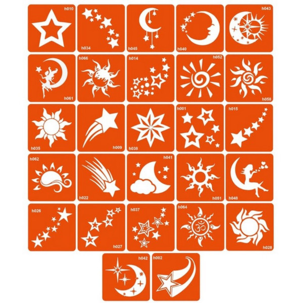 Набір трафаретів для біо-тату "H - зірки, космос" h_simple_5x5_27_1 (h_simple_5x5_27_1)
