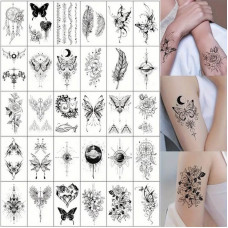Набір тимчасових тату "Чорні міні" black-tattoo-mini-set-30 із 30 чорних по 9,5 х 5,5 см (black-tattoo-mini-set-30)
