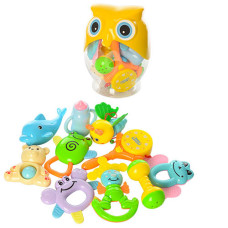 Детский набор погремушек Совушка 351-6 в колбе  Желтый