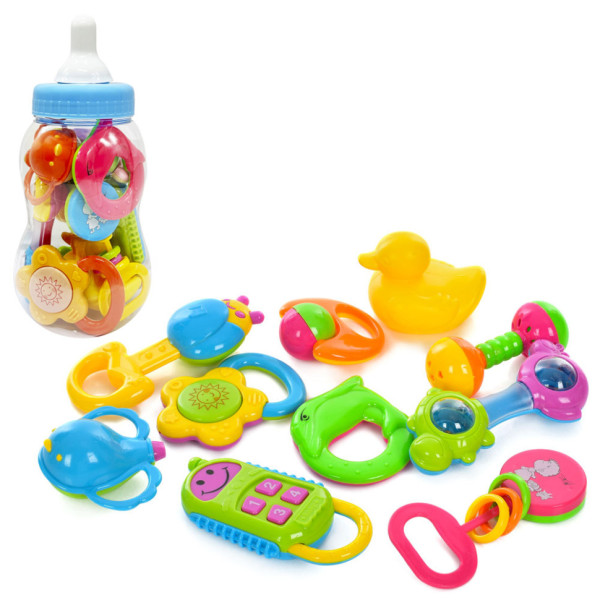 Детский набор погремушек "Бутылочка" 3838A-34, 23 см, 10 штук(3838A-34)