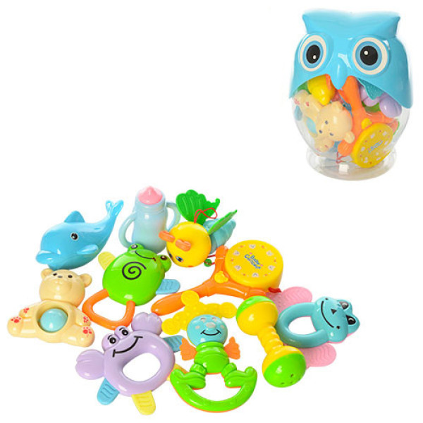 Детский набор погремушек Совушка 351-6 в колбе  Голубой