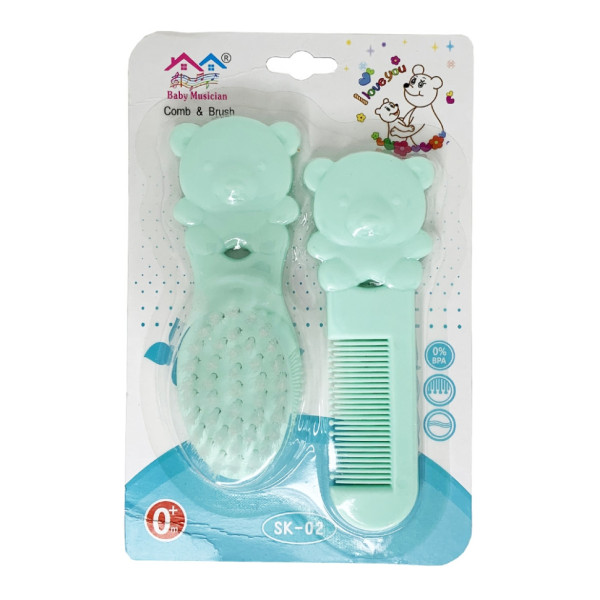 Набір дитячий гребінець і щітка "Ведмедик" MGZ-0711(Turquoise) бірюзовий (MGZ-0711(Turquoise))