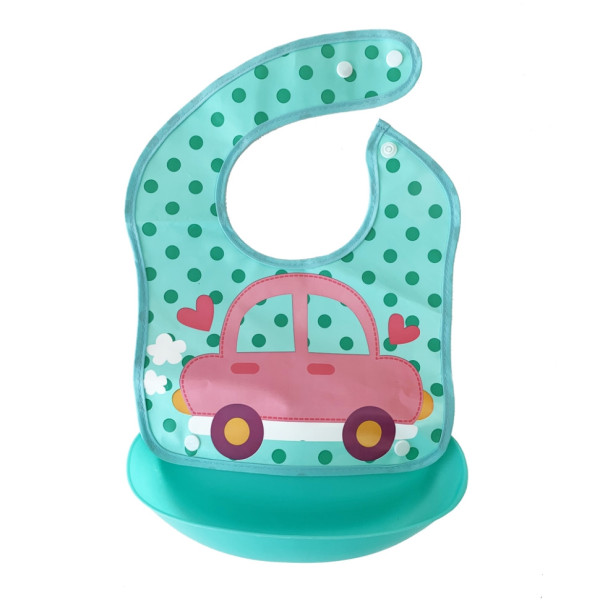 Дитячий слинявчик Машинка MGZ-0602(Turquoise) зі знімною кишенею (MGZ-0602(Turquoise))