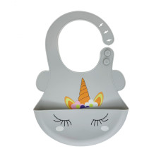 Слинявчик силіконовий "Єдиноріг" MGZ-0615(White) з кишенею (MGZ-0615(White))