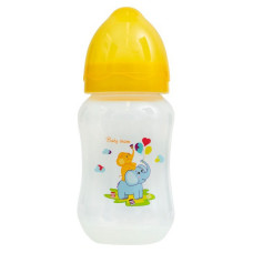 Пляшечка для годування з широким горлом та силіконовою соскою 1002 жовтий 250 мл (1002 жовтий)