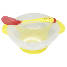 Тарілка на присосці прозора MGZ-0100(Yellow) з термоложкою та кришкою (MGZ-0100(Yellow))