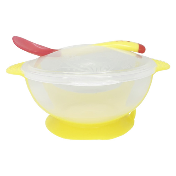 Тарілка на присосці прозора MGZ-0100(Yellow) з термоложкою та кришкою (MGZ-0100(Yellow))