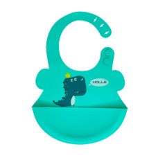 Слинявчик силіконовий "Діно" MGZ-0616(Turquoise) з кишенею (MGZ-0616(Turquoise))