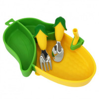 Силіконова тарілка з приладами "Кукурудза" MGZ-0124 (MGZ-0124)