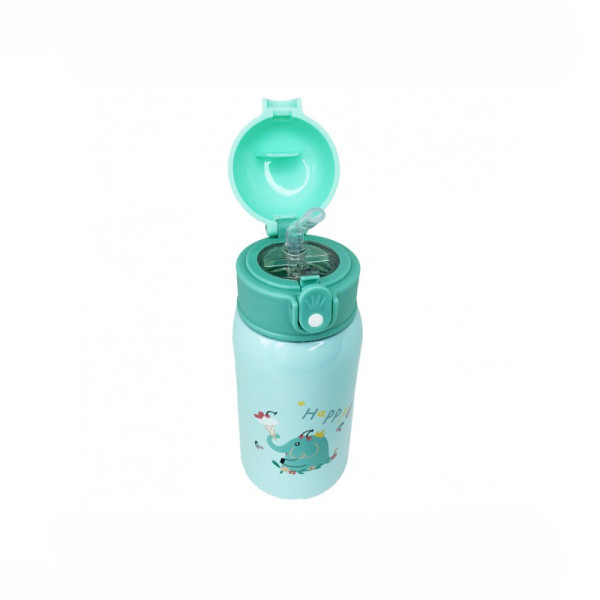 Термос-поїльник з силіконовою трубочкою MGZ-0318(Turquoise) чашкою, в чохлі з ремінцем, 550 мл (MGZ-0318(Turquoise))