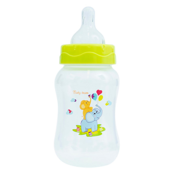 Пляшечка для годування з широким горлом та силіконовою соскою 1002 зелений 250 мл (1002 зелений)