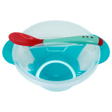 Тарілка на присосці прозора MGZ-0100(Turquoise) з термоложкою та кришкою (MGZ-0100(Turquoise))