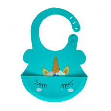 Слинявчик силіконовий "Єдиноріг" MGZ-0615(Turquoise) з кишенею (MGZ-0615(Turquoise))