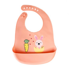 Слинявчик силіконовий "Зайчик" MGZ-0611 (Red) з кишенею (MGZ-0611(Red))