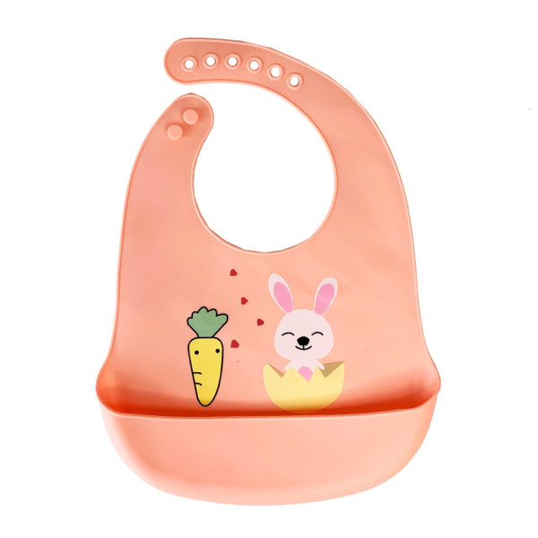 Слинявчик силіконовий "Зайчик" MGZ-0611 (Red) з кишенею (MGZ-0611(Red))