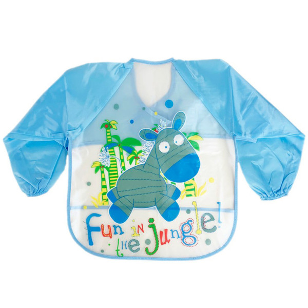 Слинявчик з рукавами "Зебра" MGZ-0610-1 блакитний, лейончатий, на зав`язках (MGZ-0610-1)