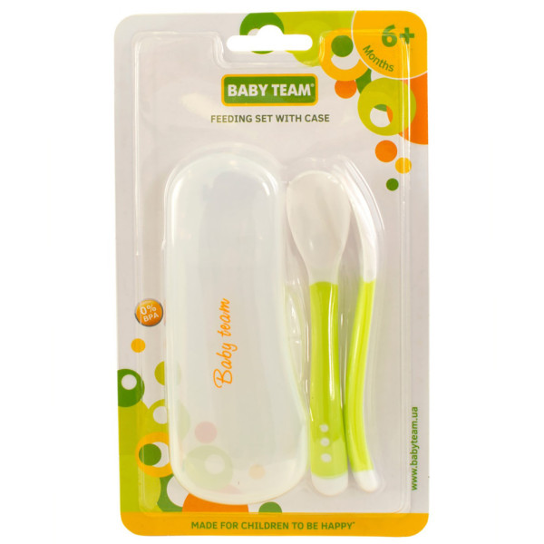 Дитячий набір для годування 6105_зелений (виделочка та ложечка) в футлярі                                                 (6105_зелений)