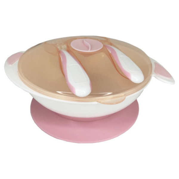 Тарілка на присосці з ложкою та виделкою MGZ-0109(Peach) 350 мл (MGZ-0109(Peach))