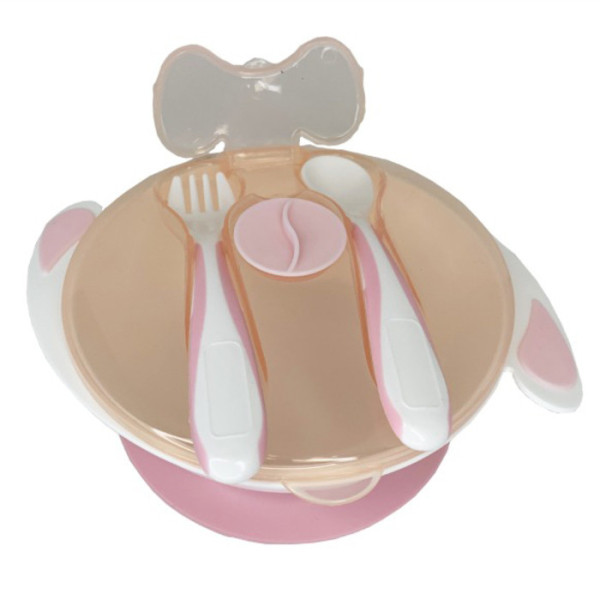 Тарілка на присосці з ложкою та виделкою MGZ-0109(Peach) 350 мл (MGZ-0109(Peach))