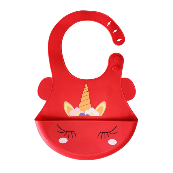 Слинявчик силіконовий "Єдиноріг" MGZ-0615(Red) з кишенею (MGZ-0615(Red))