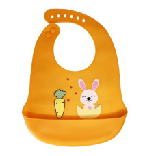 Слинявчик силіконовий "Зайка" MGZ-0611(Orange) з кишенею (MGZ-0611(Orange))