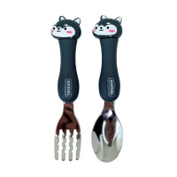 Детский набор ложка и вилка "Кот черный" MGZ-0102(Cat-Black) в футляре(MGZ-0102(Cat-Black))