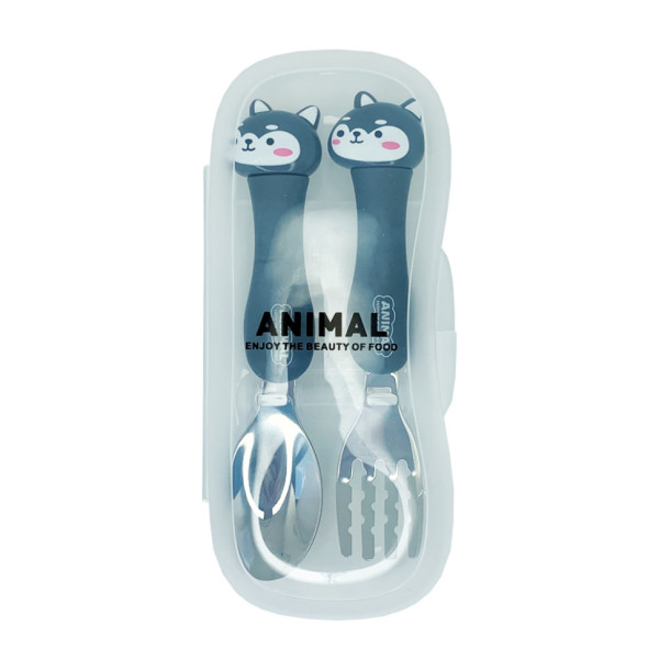 Дитячий набір ложка та виделка "Кіт чорний" MGZ-0102(Cat-Black) у футлярі (MGZ-0102(Cat-Black))