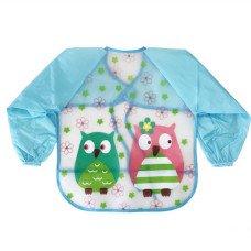 Слинявчик з рукавами "Сови" MGZ-0610-4 блакитний, клейончатий, на зав`язках (MGZ-0610-4)