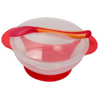 Тарілка на присосці прозора MGZ-0100(Red) з термоложкою та кришкою (MGZ-0100(Red))