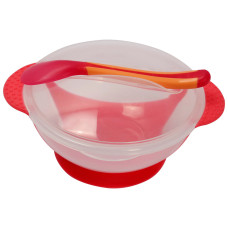 Тарілка на присосці прозора MGZ-0100(Red) з термоложкою та кришкою (MGZ-0100(Red))