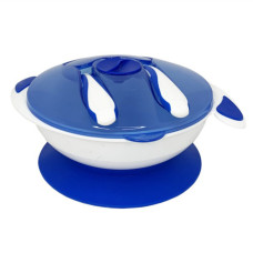 Тарілка на присосці з ложкою та виделкою MGZ-0109(Blue) 350 мл (MGZ-0109(Blue))