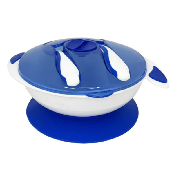 Тарілка на присосці з ложкою та виделкою MGZ-0109(Blue) 350 мл (MGZ-0109(Blue))
