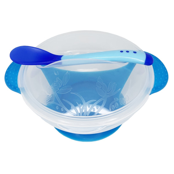 Тарілка на присосці прозора MGZ-0100(Blue) з термоложкою та кришкою (MGZ-0100(Blue))