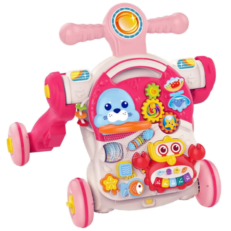 Дитячі ходунки-каталка "Перші кроки 4 в 1" HUANGER HE0827(Pink) музичні