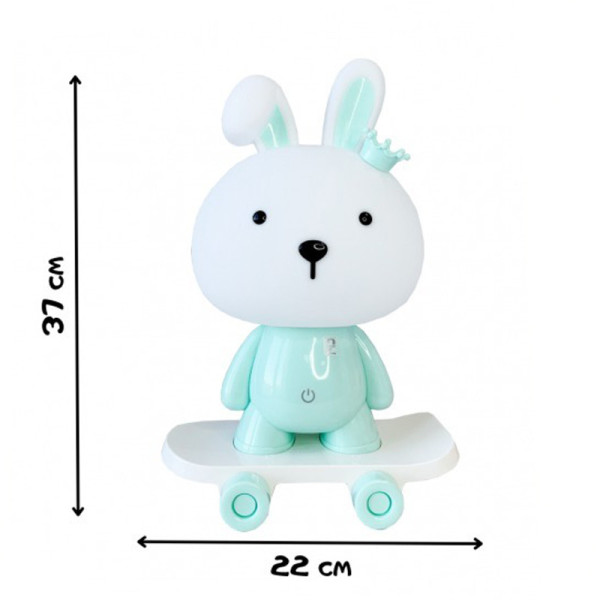Нічник дитячий «Зайчик на скейті» MGZ-1407(Blue) живлення від USB (MGZ-1407(Blue))