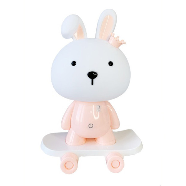 Нічник дитячий «Зайчик на скейті» MGZ-1407(Pink) живлення від USB (MGZ-1407(Pink))