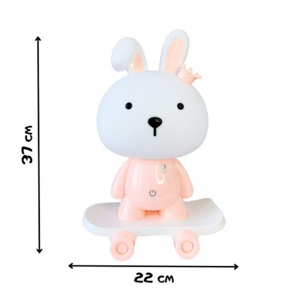 Нічник дитячий «Зайчик на скейті» MGZ-1407(Pink) живлення від USB (MGZ-1407(Pink))