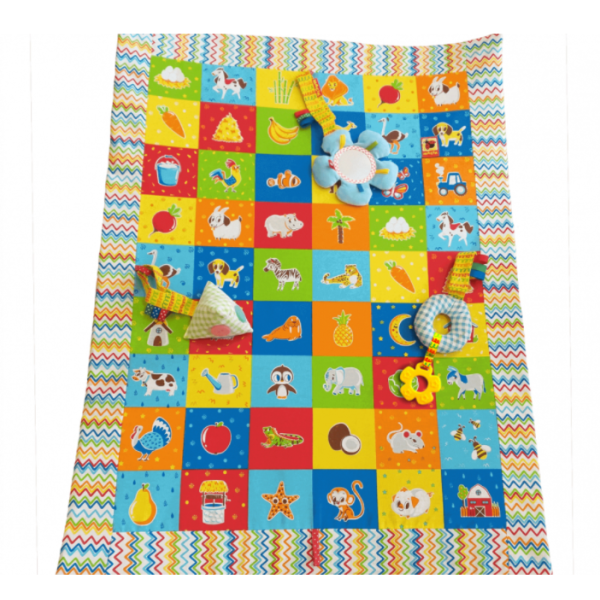 Килимок для гри і розвитку з підвісними іграшками. Тварини МС 040201-05