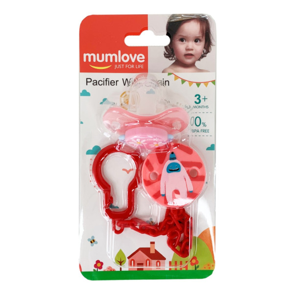 Дитячий набір Ланцюжок з пустушкою MGZ-0502(Red) з кришкою (MGZ-0502(Red))