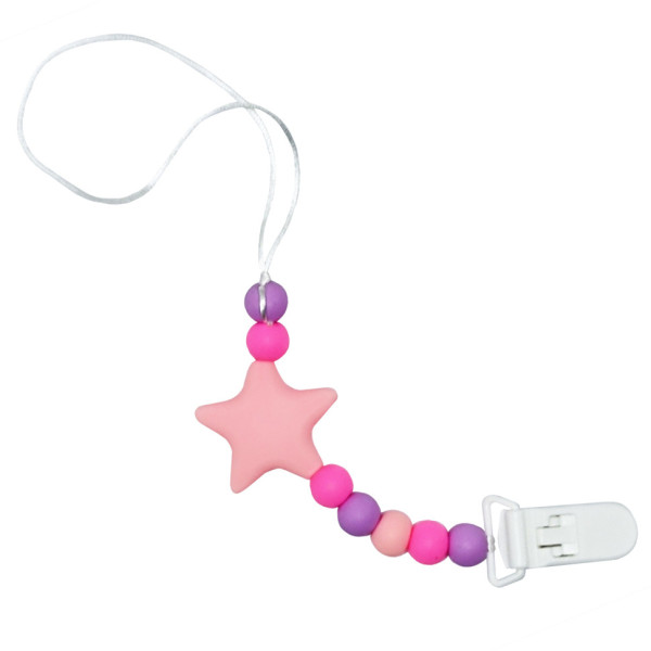 Ланцюжок для пустушки "Зірка" MGZ-0512(Pink) силіконовий (MGZ-0512(PInk))