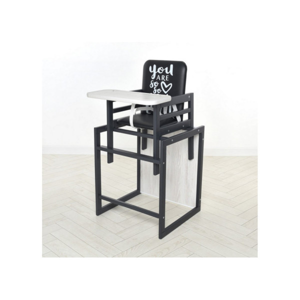 Стільчик для годування Graphite аляска, для годування, зі столиком, чорний+білий (Graphite Аляска)