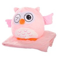 Мягкая игрушка-плед P1973 сова 30 см + плед 190*95 см