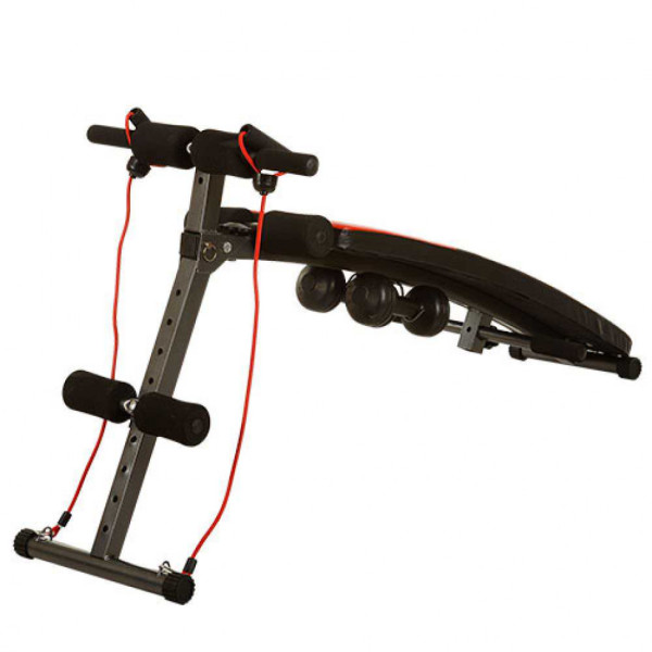 Тренажер-лава для преса і м'язів спини MS 0042-1 в наборі гантелі 1,5 кг і еспандери