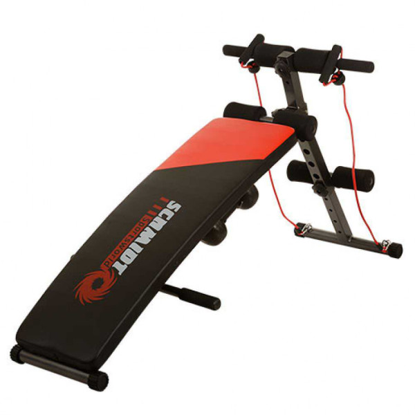 Тренажер-лава для преса і м'язів спини MS 0042-1 в наборі гантелі 1,5 кг і еспандери