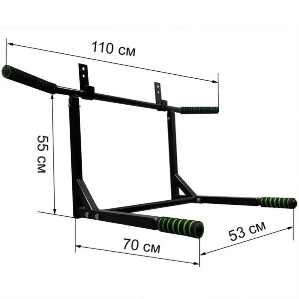 Турнік-бруси настінний "Iron" NE-TR-2B 2 в 1 з м'якими ручками чорний (NE-TR-2B)