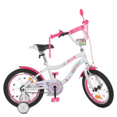Велосипед детский PROF1 Y18244 18 дюймов, бело-малиновый