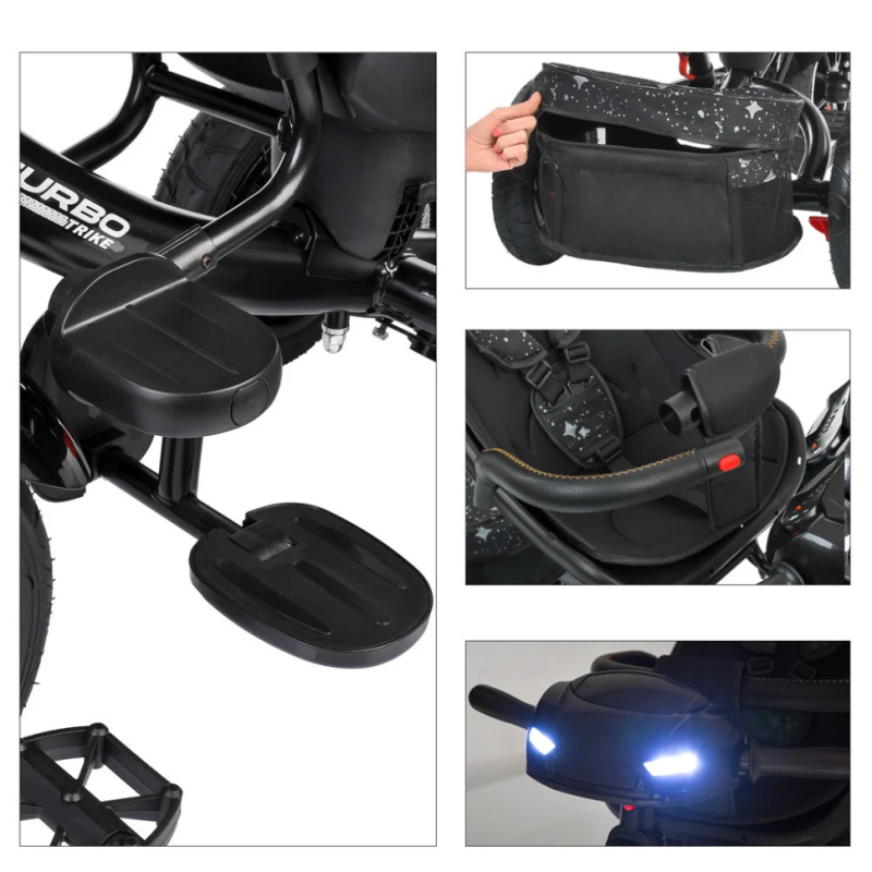 Велосипед трехколесный TURBOTRIKE М 5448HANS-20G коляс., сид.360, муз.,свет., св.ход кол., торм., черно-золотистый Велосипед трехколесный TURBOTRIKE М 5448HANS-20G коляс., сид.360, муз.,свет., св.ход кол., торм., черно-золотистый