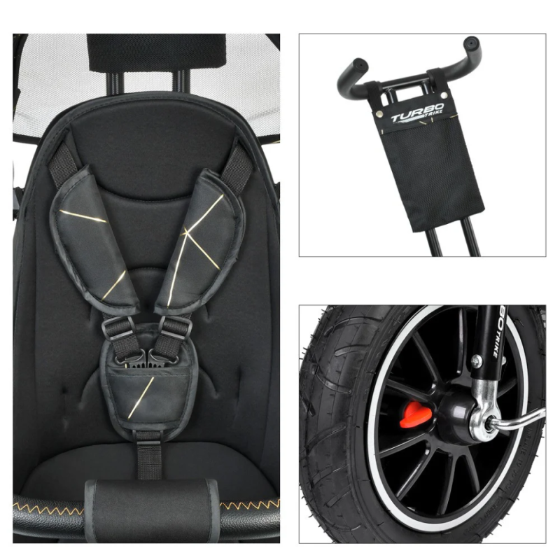 Велосипед трехколесный TURBOTRIKE М 5448HANS-20G коляс., сид.360, муз.,свет., св.ход кол., торм., черно-золотистый Велосипед трехколесный TURBOTRIKE М 5448HANS-20G коляс., сид.360, муз.,свет., св.ход кол., торм., черно-золотистый