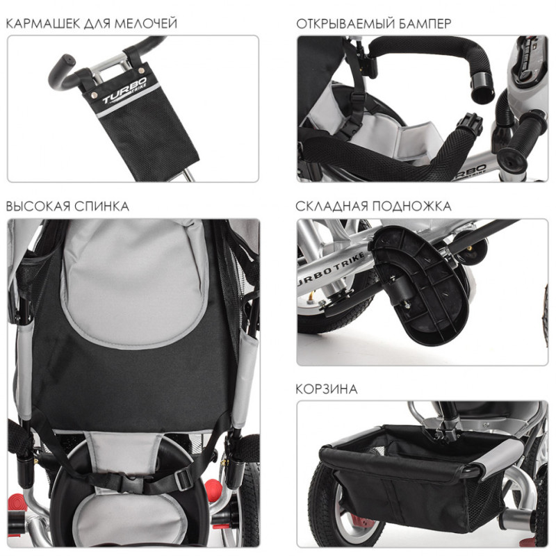 Дитячий триколісний велосипед M 3115HA-19 з батьківською ручкою і навісом Дитячий триколісний велосипед M 3115HA-19 з батьківською ручкою і навісом